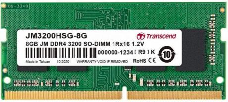Оперативная память для ноутбука 8Gb (1x8Gb) PC4-25600 3200MHz DDR4 SO-DIMM CL22 Transcend JM3200HSG-8G