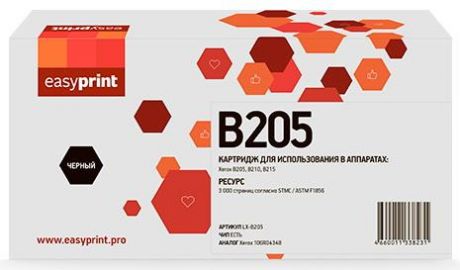 B205 Тонер-картридж EasyPrint LX-B205 для Xerox B205/B210/B215 (3000 стр.) черный, с чипом 106R04348