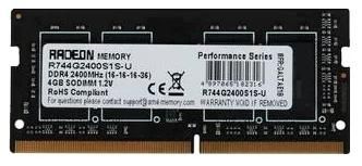 Оперативная память для ноутбука 4Gb (1x4Gb) PC4-19200 2400MHz DDR4 SO-DIMM CL16 AMD R744G2400S1S-U