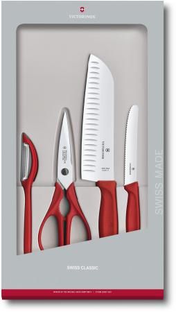Набор ножей кухон. Victorinox Swiss Classic Kitchen (6.7131.4G) компл.:4шт красный подар.коробка