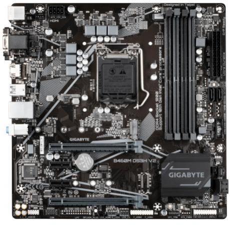 Материнская плата GigaByte B460M DS3H V2 Socket 1200 H470 4xDDR4 2xPCI-E 16x 2xPCI-E 1x 4 mATX Retail