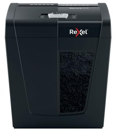 Шредер Rexel SECURE X10 EU черный (секр.P-4)/фрагменты/10лист./18лтр./скрепки/скобы