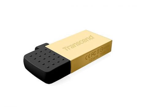 Флеш накопитель 64GB Transcend JetFlash 380, USB 2.0, OTG, серебро золото, MicroUSB + USB-A
