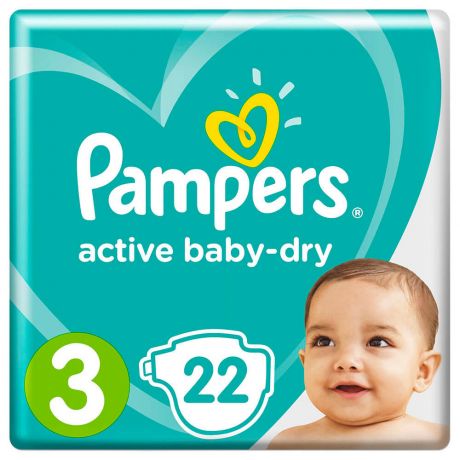 Подгузники Pampers Active Baby 22шт Extra драй Midi 6-10кг 3