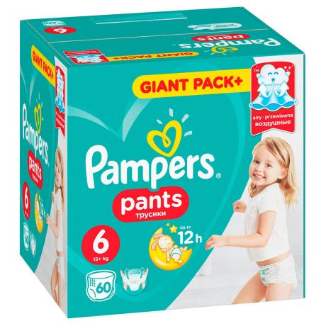 Трусики-подгузники Pampers Pants 60шт Extra Large 16+кг 6 мега для мальчиков и девочек