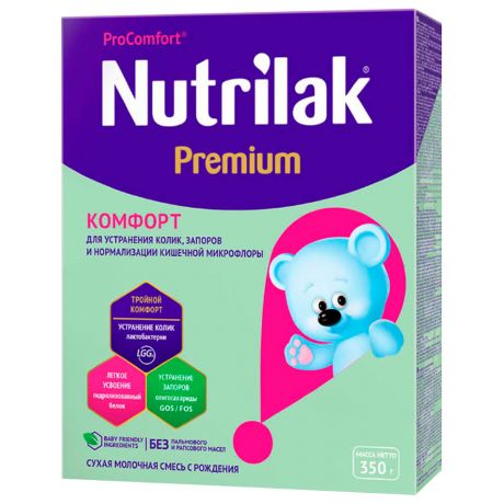 Смесь Nutrilak 350г молочная Premium комфорт картон с рождения