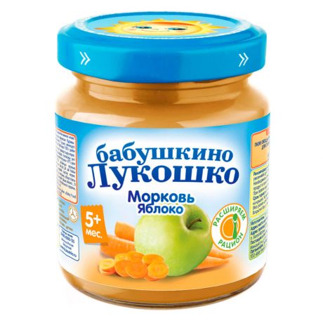Пюре Бабушкино Лукошко 100г морковь яблоко с 5 месяцев