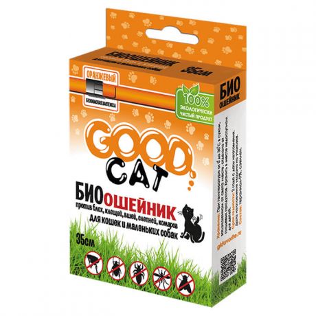 Биоошейник Good Cat антипаразитарный для кошек от блох и клещей черный 35см