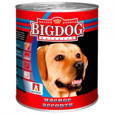 Корм для собак BIG DOG 850г мясное ассорти