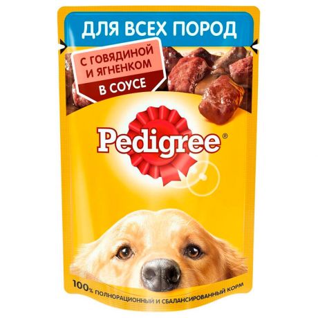 Корм для собак Pedigree 85г для всех пород с говядиной и ягненком в соусе