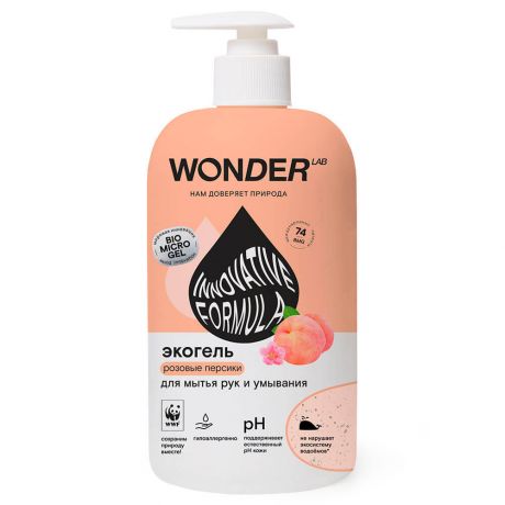 Экогель для мытья рук и умывания Wonder Lab 500мл розовые персики