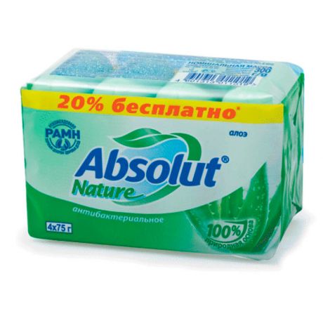 Мыло Absolut 4*75г антибактериальное алоэ