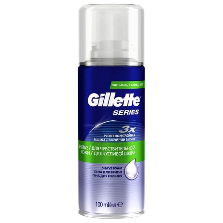 Пена для бритья Gillette 100мл сириес для чувствительной кожи с алоэ