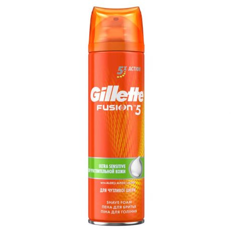 Пена для бритья Gillette 250мл фьюжен для чувствительной кожи