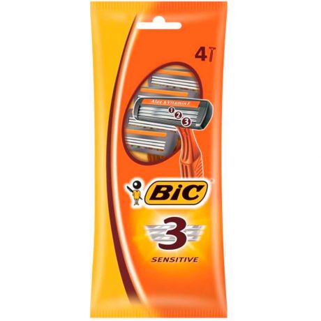 Станок Bic-3 4шт одноразовый для чувствительной кожи