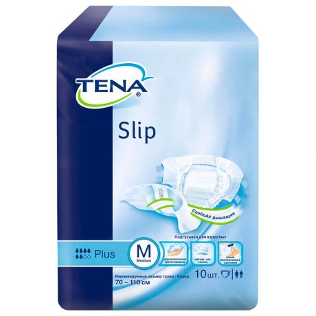 Tena Slip Plus Подгузники для взрослых, размер M (70-110см), 10шт