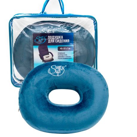 Подушка для сидения Save&Soft Orbita Blue бублик синяя 45 *37*7см в сумке пвх