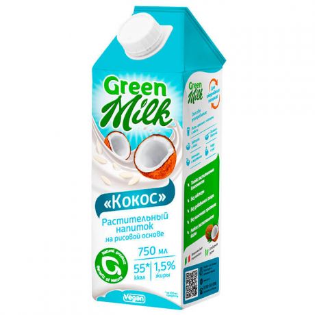 Напиток Green milk 0,75л на рисовой основе с кокосом