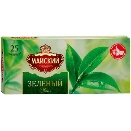 Чай зелёный Майский ВЕСЕННИЙ ВКУС байховый ский высший сорт в пакетиках 25шт по 2г 50г