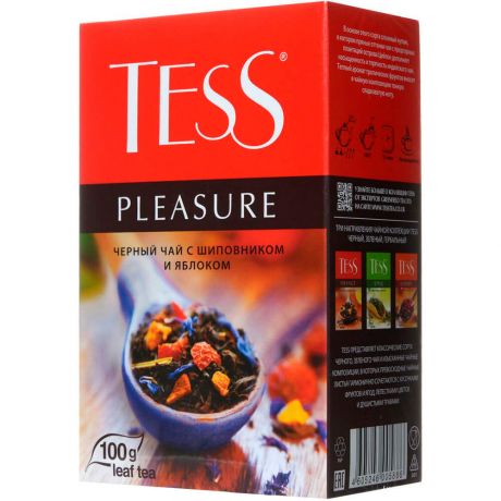 Чай черный Tess Pleasure байховый с фруктовыми добавками 100г