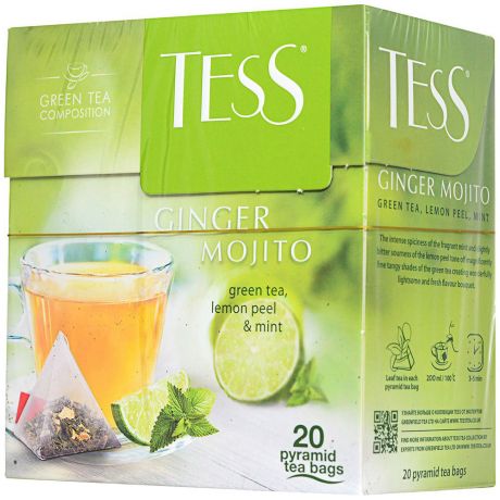 Чай Tess 20пир*1,8г зеленый джинджер мохито пирамидки