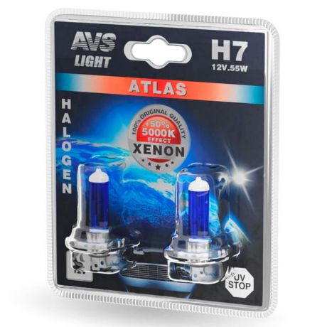 Лампы галогенные AVS h7 55w 2шт xenon effect