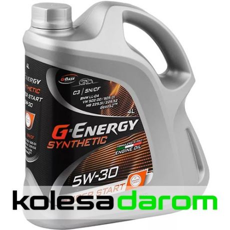 G-Energy Моторное масло для автомобиля Масло моторное G-Energy Synthetic Super Start 5W30 4 л