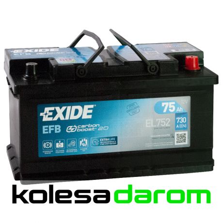 Exide Аккумулятор легковой "EXIDE" Start-Stop EFB 75Ач о/п LB4