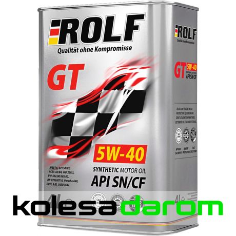 Rolf Моторное масло для автомобиля ROLF GT 5W-40 SN/CF 4L
