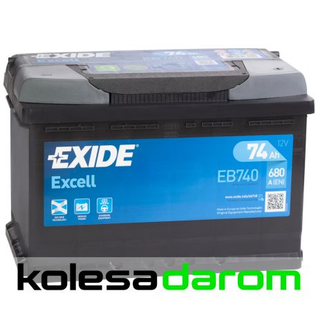 Exide Аккумулятор легковой "EXIDE" Excell 74Ач о/п L3