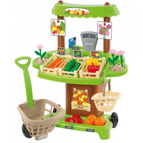 Ролевые игры Ecoiffier Детский магазин на колесах Органические продукты с тележкой и корзинкой для покупок