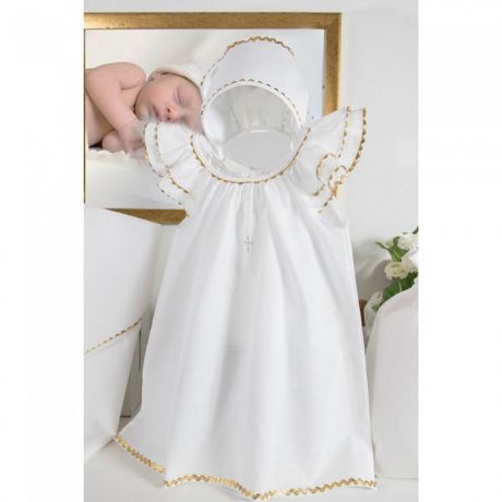 Крестильная одежда Pituso Комплект для крещения девочки (платье, чепчик, пеленка, мешочек)