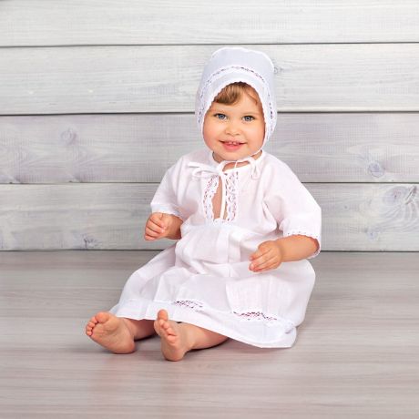 Крестильная одежда Pituso Комплект для крещения девочки (платье, чепчик, пеленка)