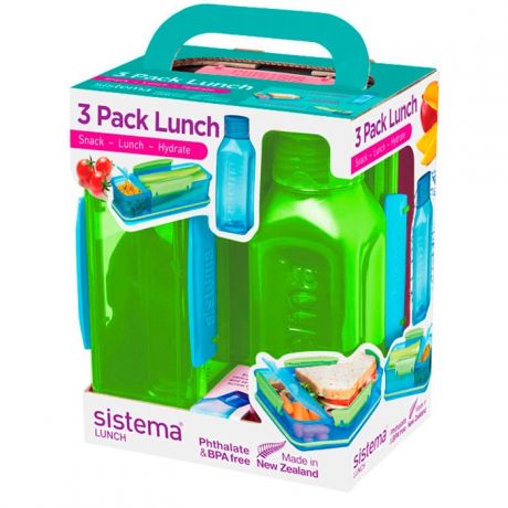 Контейнеры для еды Sistema Набор Lunch: 2 контейнера и бутылка 475 мл 1595