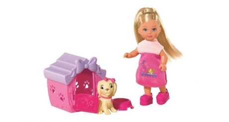 Куклы и одежда для кукол Simba Кукла Еви с собачкой в домике 12 см