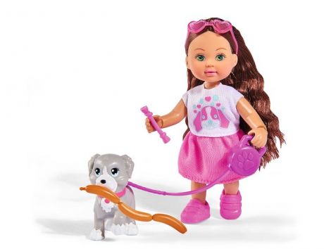 Куклы и одежда для кукол Simba Кукла Еви с собачкой и аксессуарами Holiday 12 см