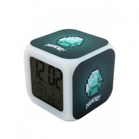 Часы Pixel Crew будильник Алмазная руда пиксельные с подсветкой