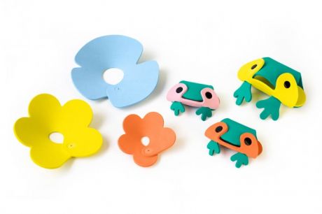 Игрушки для ванны Quut Мягкий 3D конструктор для игры в ванне Пруд с лягушками (6 элементов)