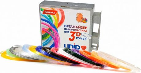 Наборы для творчества Unid Комплект пластика PRO для 3Д ручек (15 цветов в органайзере)