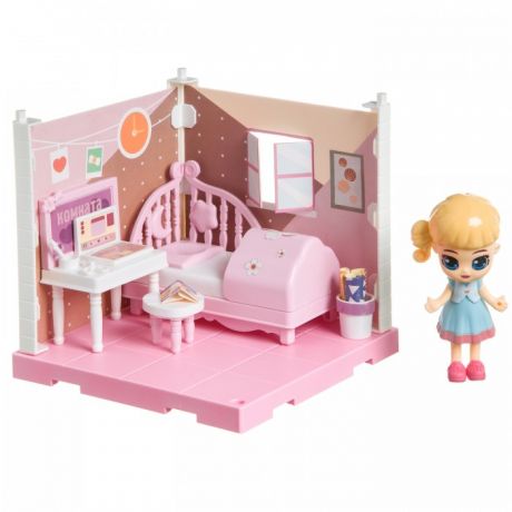 Кукольные домики и мебель Bondibon Игровой набор Мебель Кукольный уголок Спальня и куколка Oly