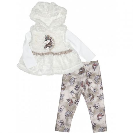 Комплекты детской одежды Baby Rose Комплект для девочки жилет, лонгслив и леггинсы