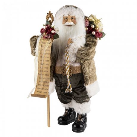 Новогодние украшения Maxitoys Дед Мороз в мягкой шубке с мешком 32 см