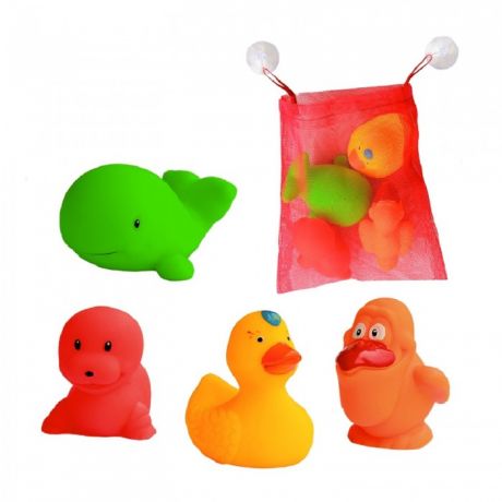 Игрушки для ванны Hencz Toys Набор игрушек для ванны с сеткой для хранения 4 шт.