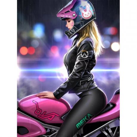 Картины по номерам Котеин Картина по номерам Девушка на мотоцикле 30х30 см
