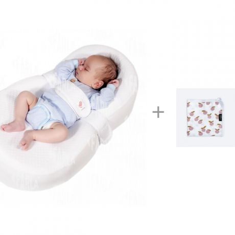 Матрасы Farla Кокон-люлька для новорожденного Baby Shell и Одеяло Mjolk муслиновое утеплённое Персики