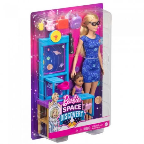 Куклы и одежда для кукол Barbie Учитель космонавтики с куклой Барби и ребенком в классе с аксессуарам