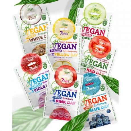 Косметика для мамы 7Days Подарочный набор тканевых масок Govegan Healthy Week Color Diet Mix 7 масок