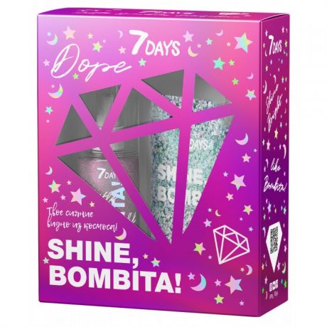 Косметика для мамы 7Days Подарочный набор Shine, Bombita! Dope: Гель-глиттер для волос и Мерцающий мист