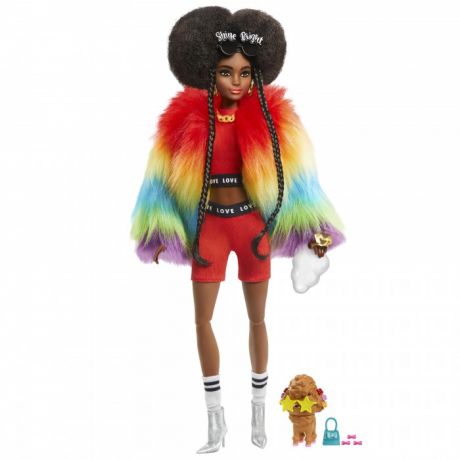 Куклы и одежда для кукол Barbie Экстра Кукла в радужном пальто