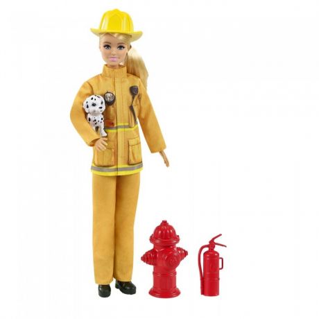 Куклы и одежда для кукол Barbie Кукла Барби пожарный в пожарной форме и с тематическими аксессуарами